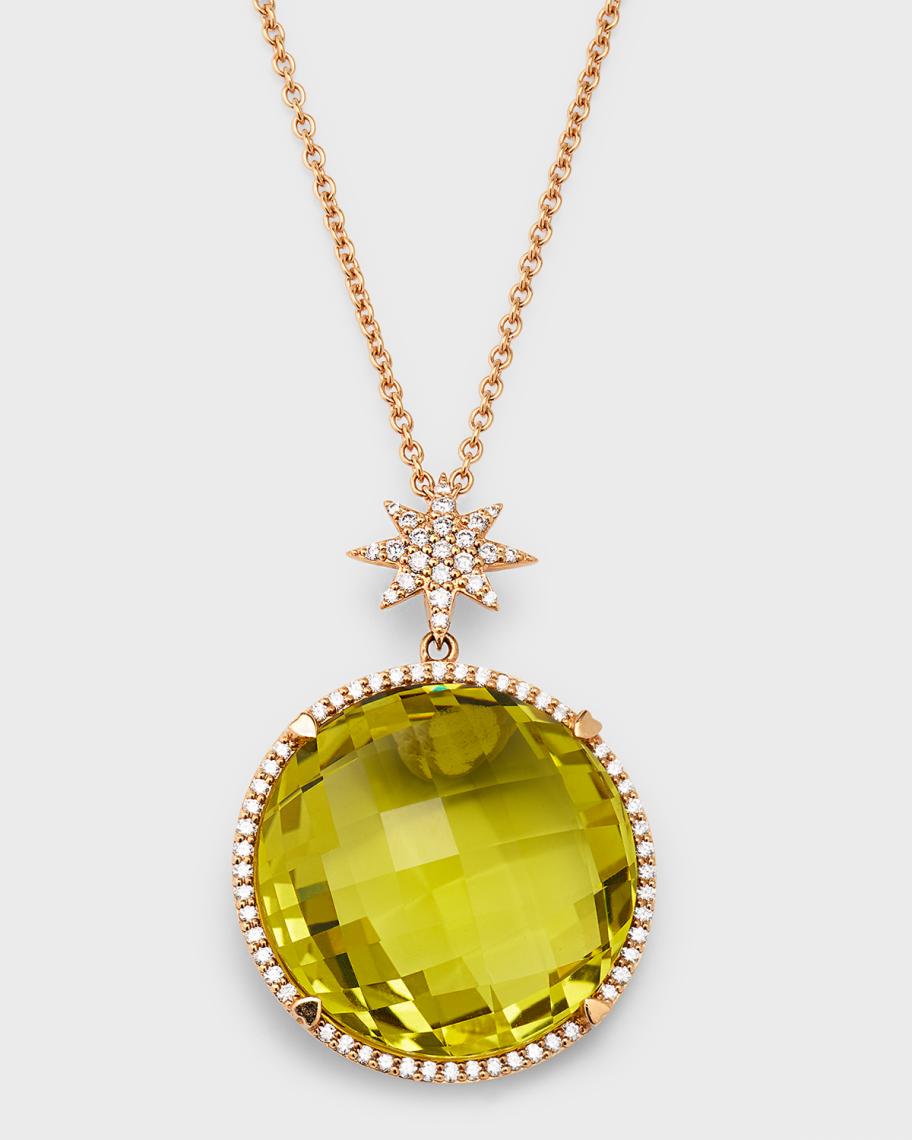 Lisa Nik Rocks 18K Rose Gold Lemon Quartz Diamond Halo and Star Bail ...