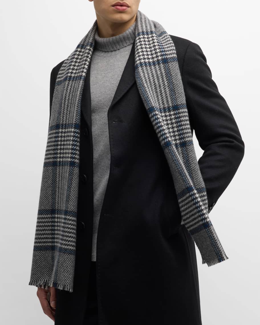 Alonpi Men's Cashmere Check Scarf | Neiman Marcus