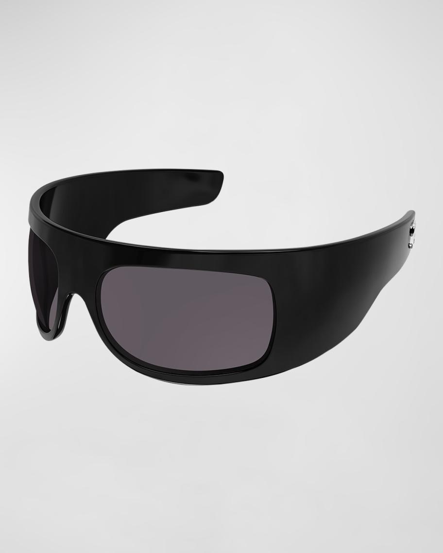 Gucci Monochrome Acetate Wrap Sunglasses | Neiman Marcus