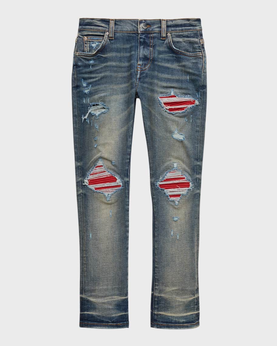 Amiri Boy's Distressed Light Wash Jeans, Size 4-12 | Neiman Marcus