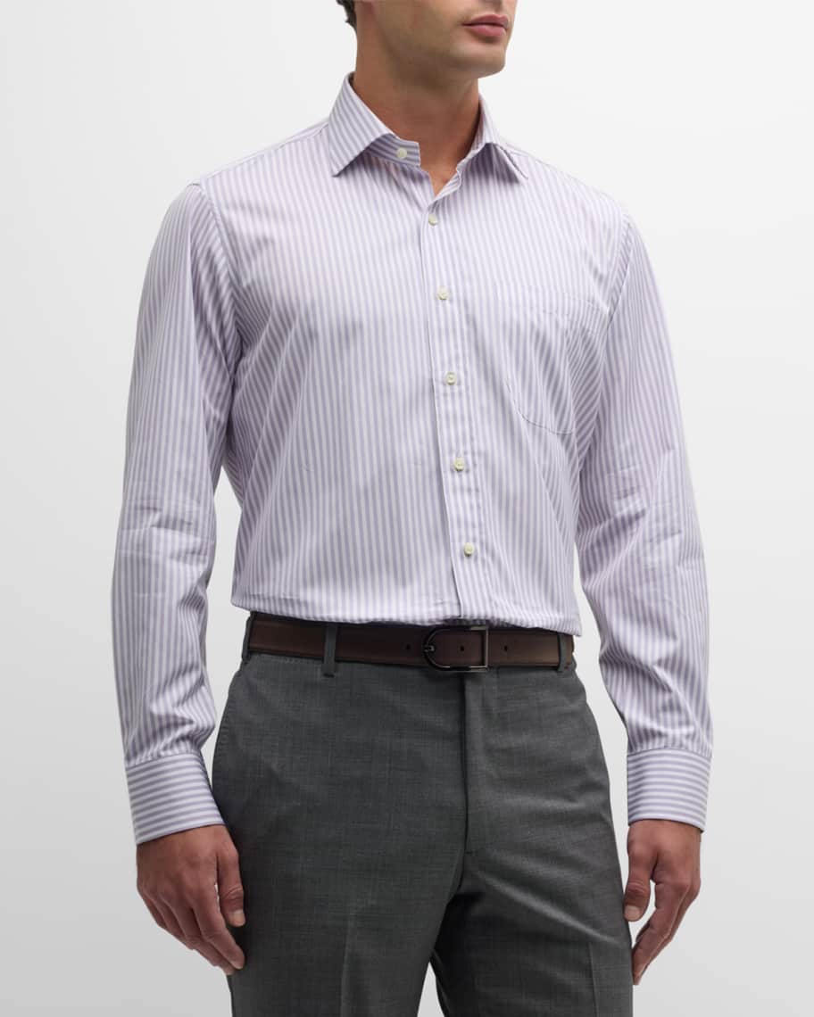 Sid Mashburn Men's End On End Stripe Regular Fit Dress Shirt White Size 16.5X34