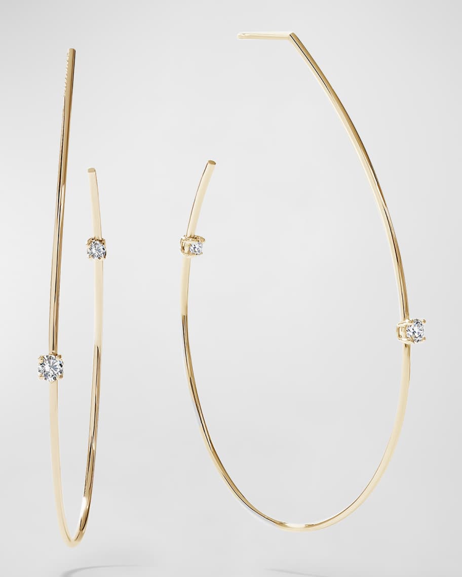 Louis Vuitton Style Double Fleur Hoop Long Dangle Earrings