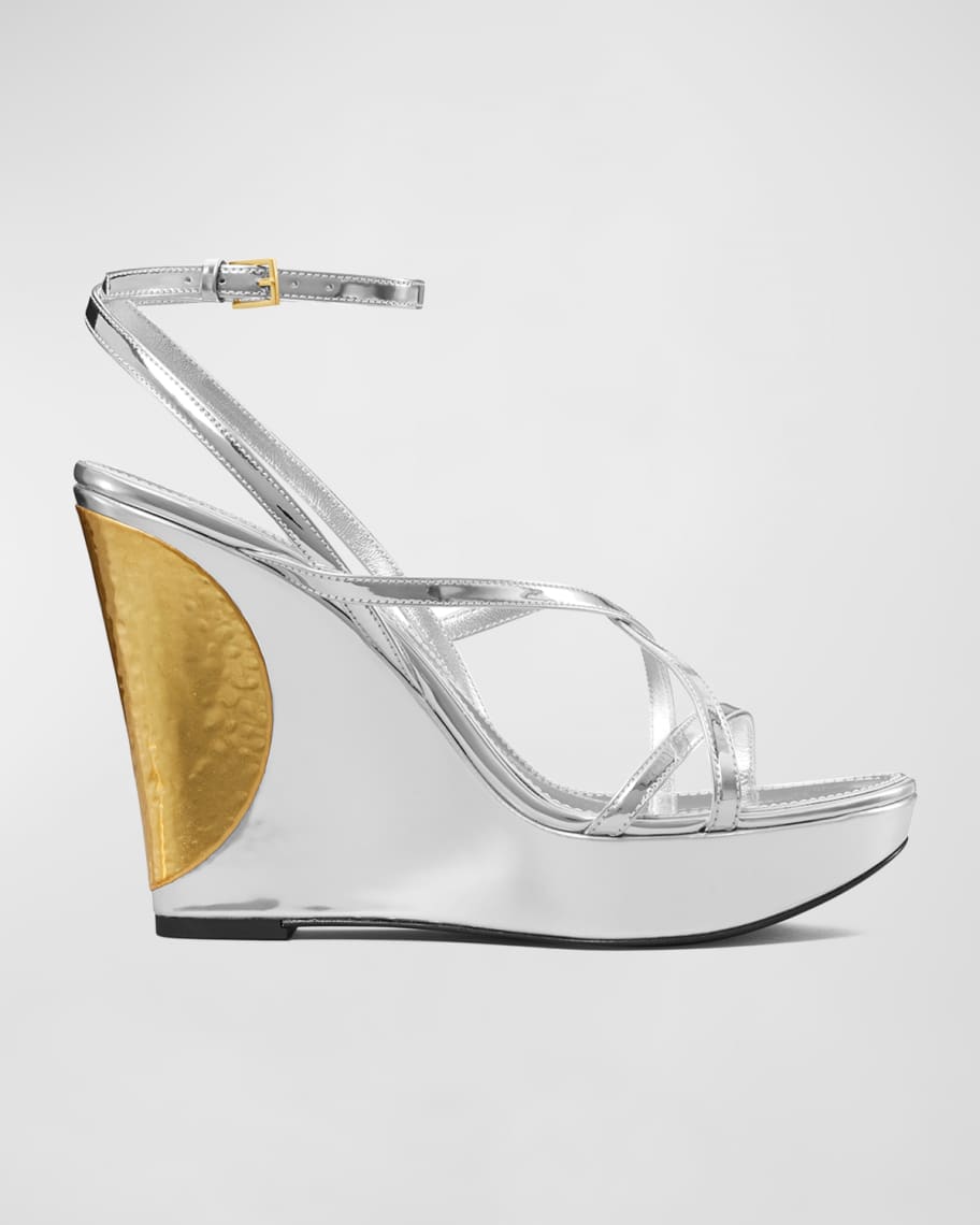 Tory Burch Gold Wedge Wedding Shoes