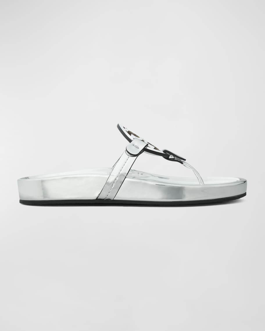 Tory Burch Miller Cloud Metallic Medallion Thong Sandals Neiman
