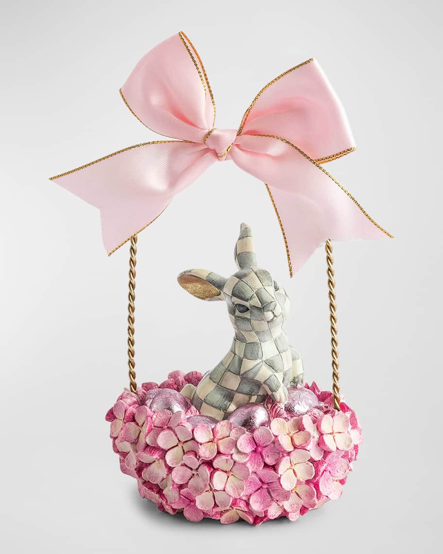 Touch of Pink Sterling Check Bunny Basket