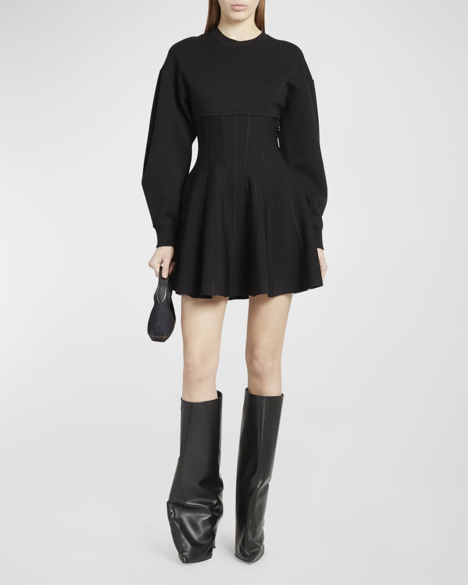 Alexander McQueen Corset-Style Wool Mini Dress | Neiman Marcus