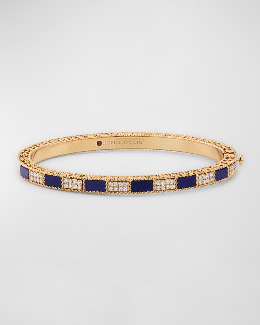 Roberto Coin 18K Rose Gold Lapis Mosaic Bangle with Diamonds | Neiman ...
