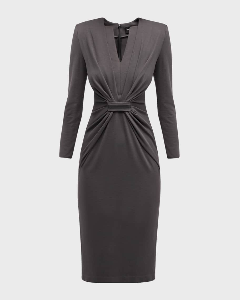 Giorgio Armani Tab-Front Gathered Jersey Sheath Dress