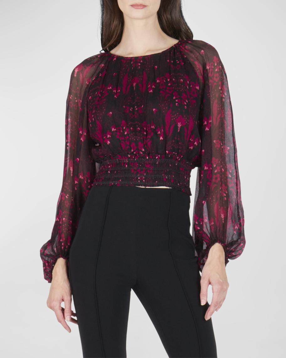 Secret Mission Linnett Crinkled Silk Billow Blouse | Neiman Marcus
