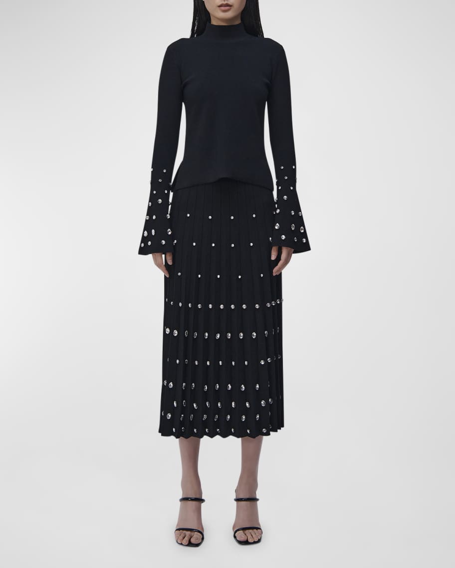 Image 3 of 4: Primrose Spangled Midi Skirt with Crystals