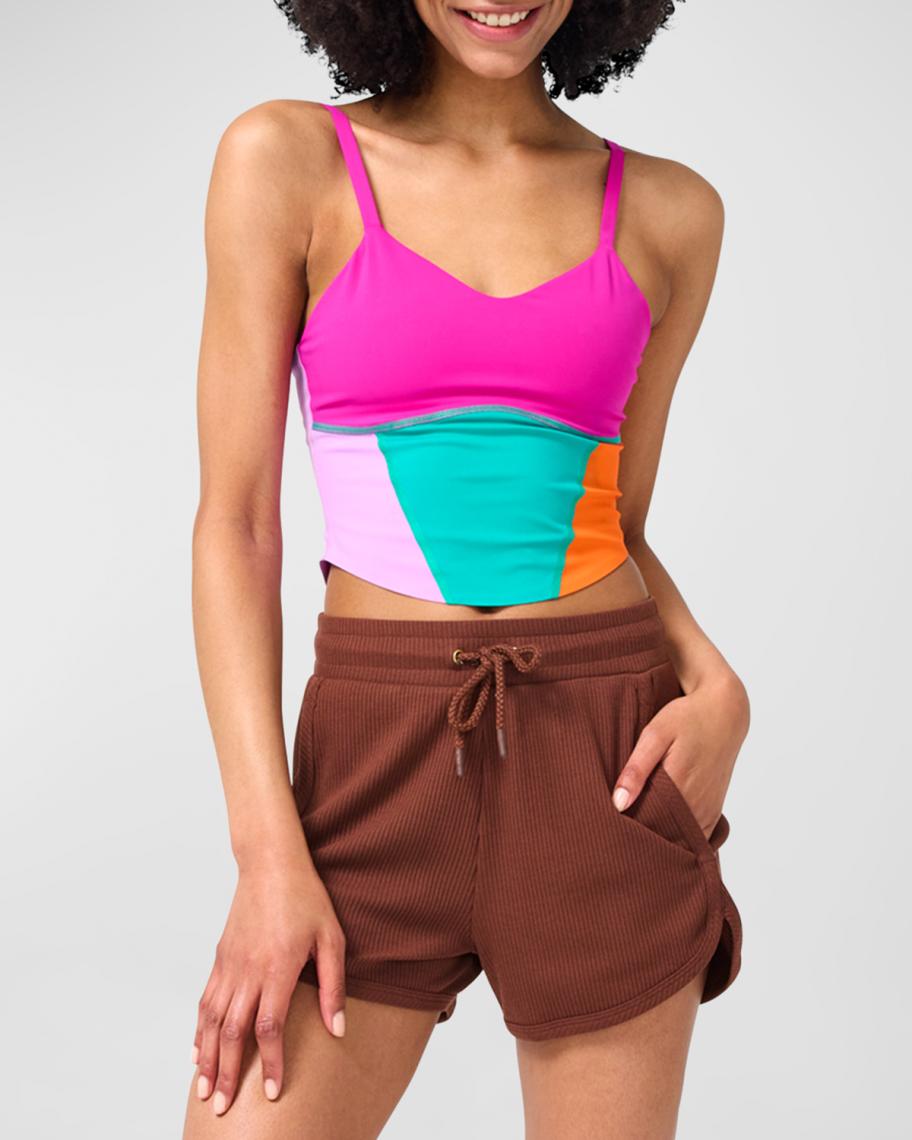 Terez Jade Colorblock Action Corset Crop Tank | Neiman Marcus