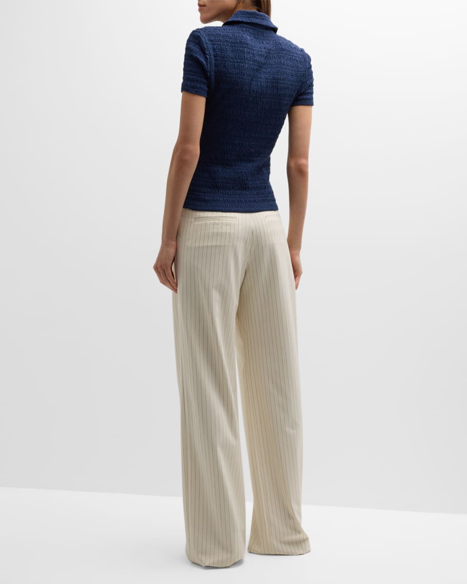 Image 3 of 6: Henri Smocked Short-Sleeve Top