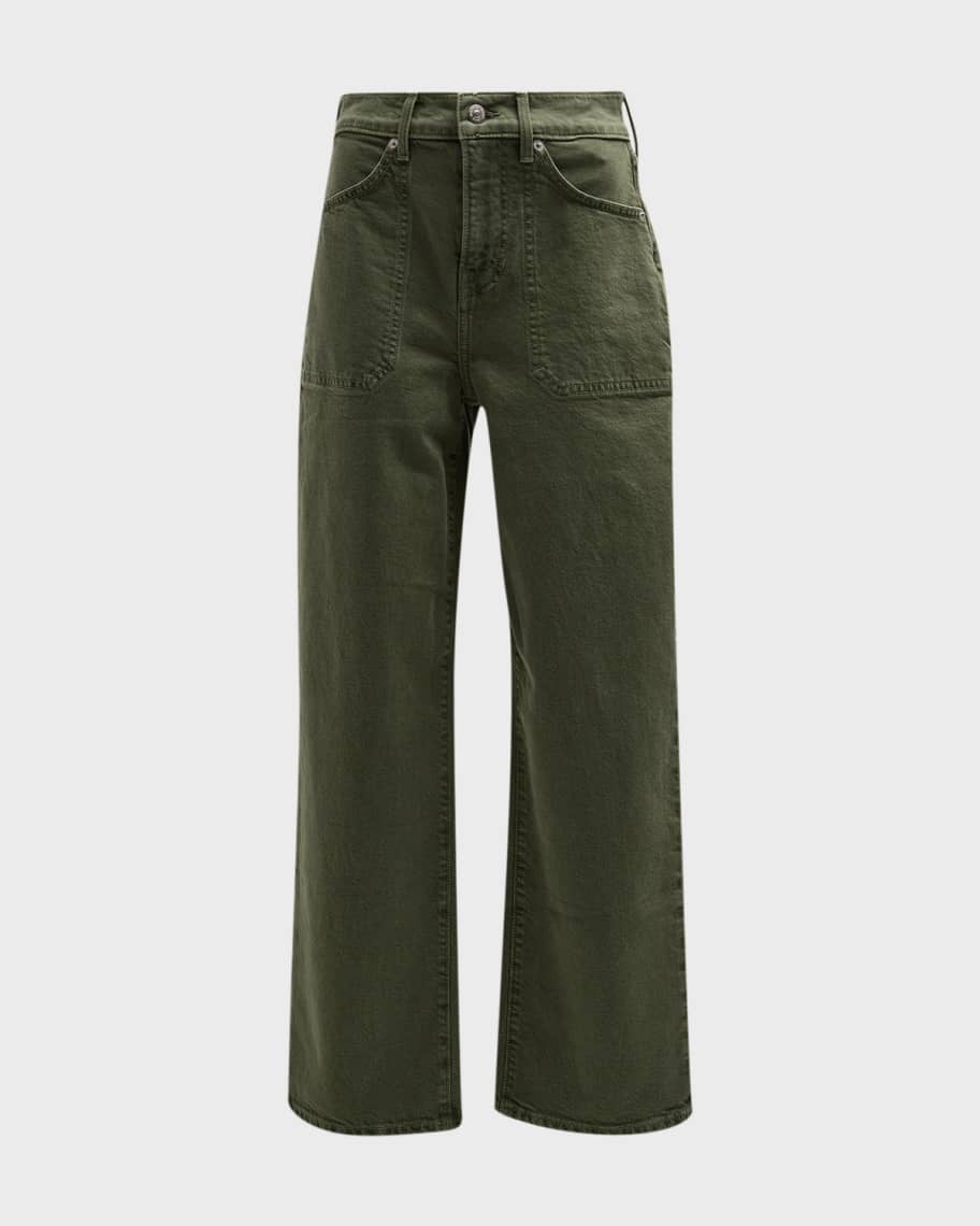 Veronica Beard Crosbie Cropped Wide-Leg Jeans | Neiman Marcus