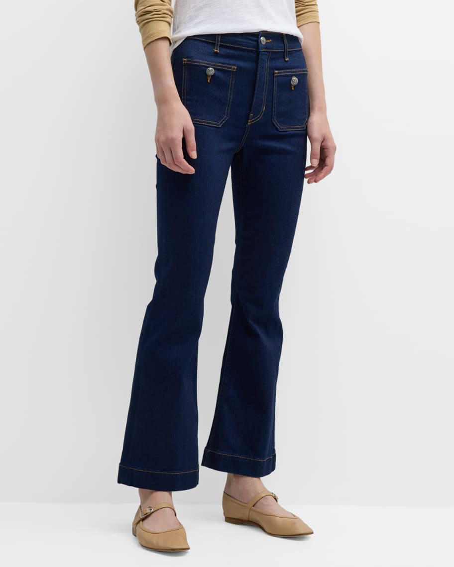Image 2 of 6: Carson High Rise Ankle Flare Jeans with Patch Pockets