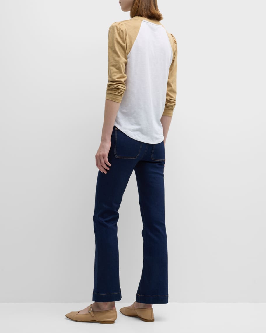 Image 3 of 6: Carson High Rise Ankle Flare Jeans with Patch Pockets