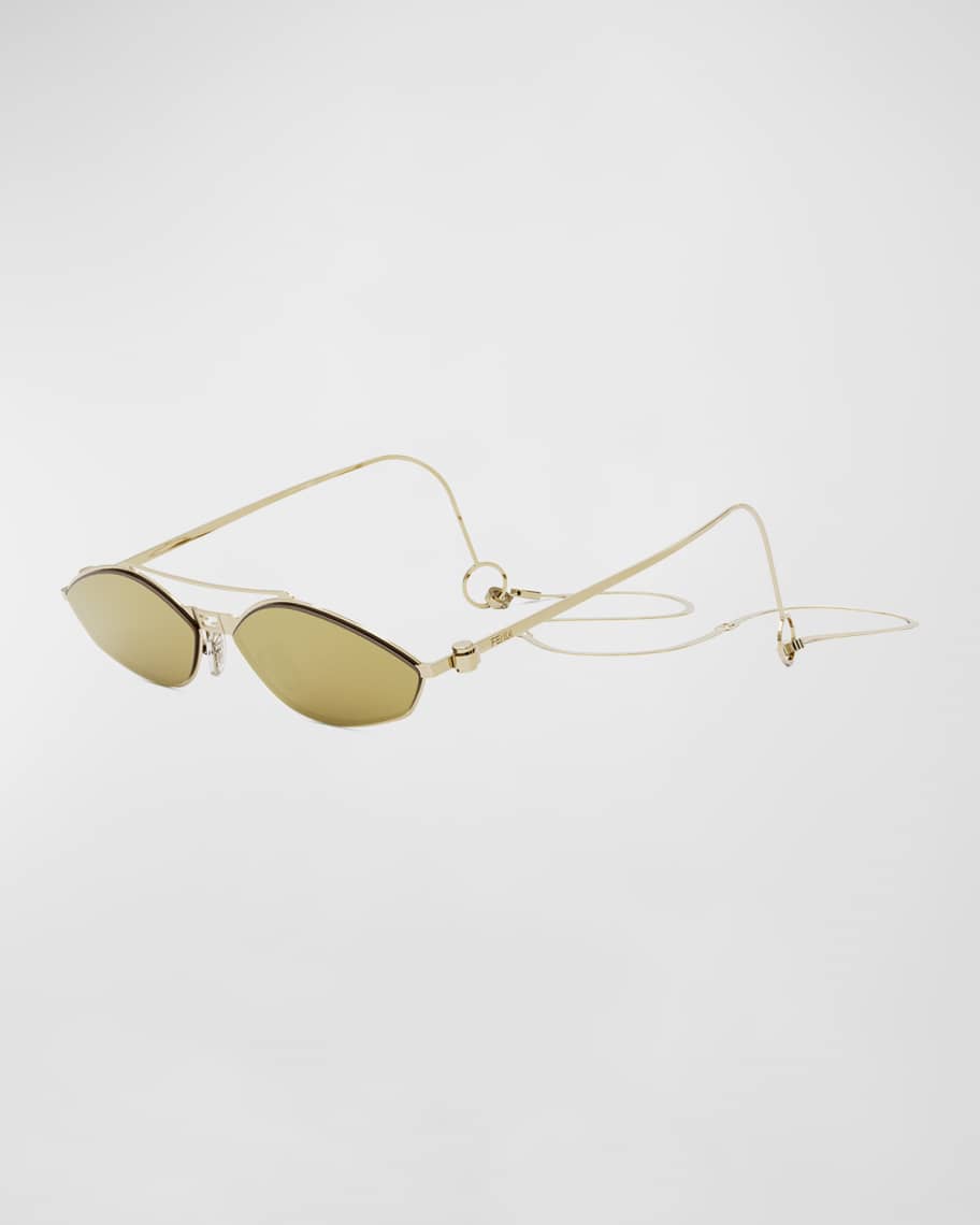Vintage Fendi Sunglasses Gold Metal Frame Red Designer Logo 