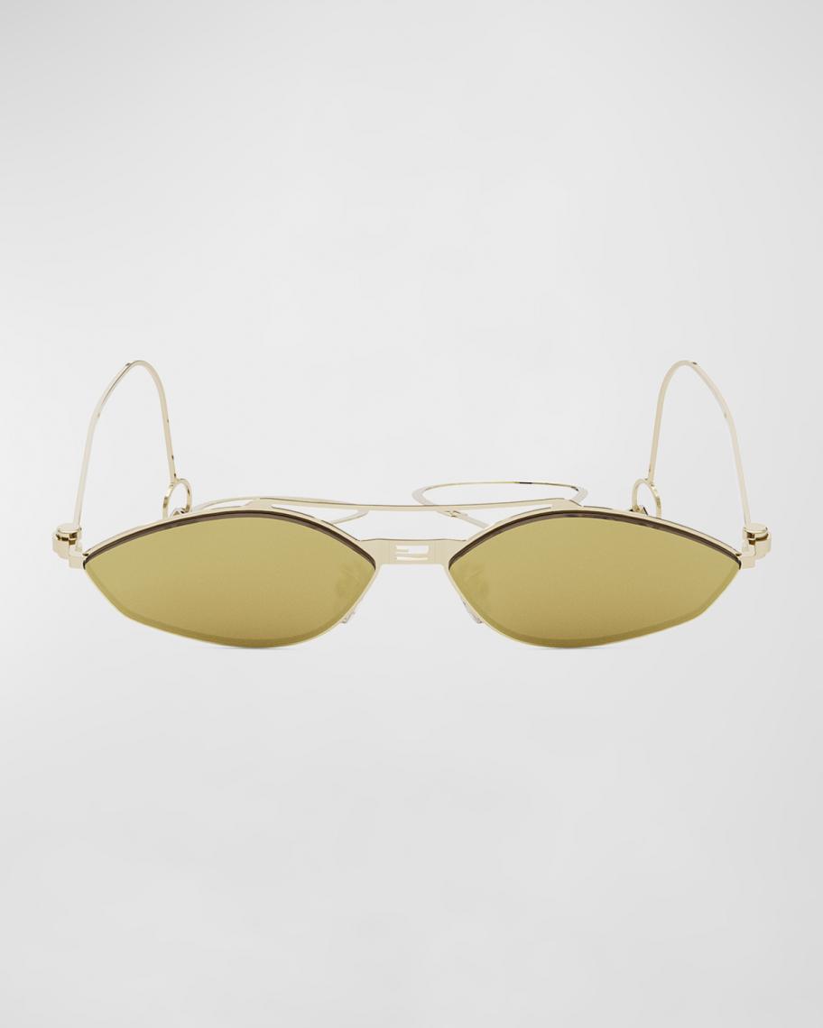 FENDI Mirrored Gold Rimless Cat Eye Aviator Square Geometric Metallic Sunglasses Fendi Mirrored Geometric Metal Aviator Sunglasses | Neiman  main image 3