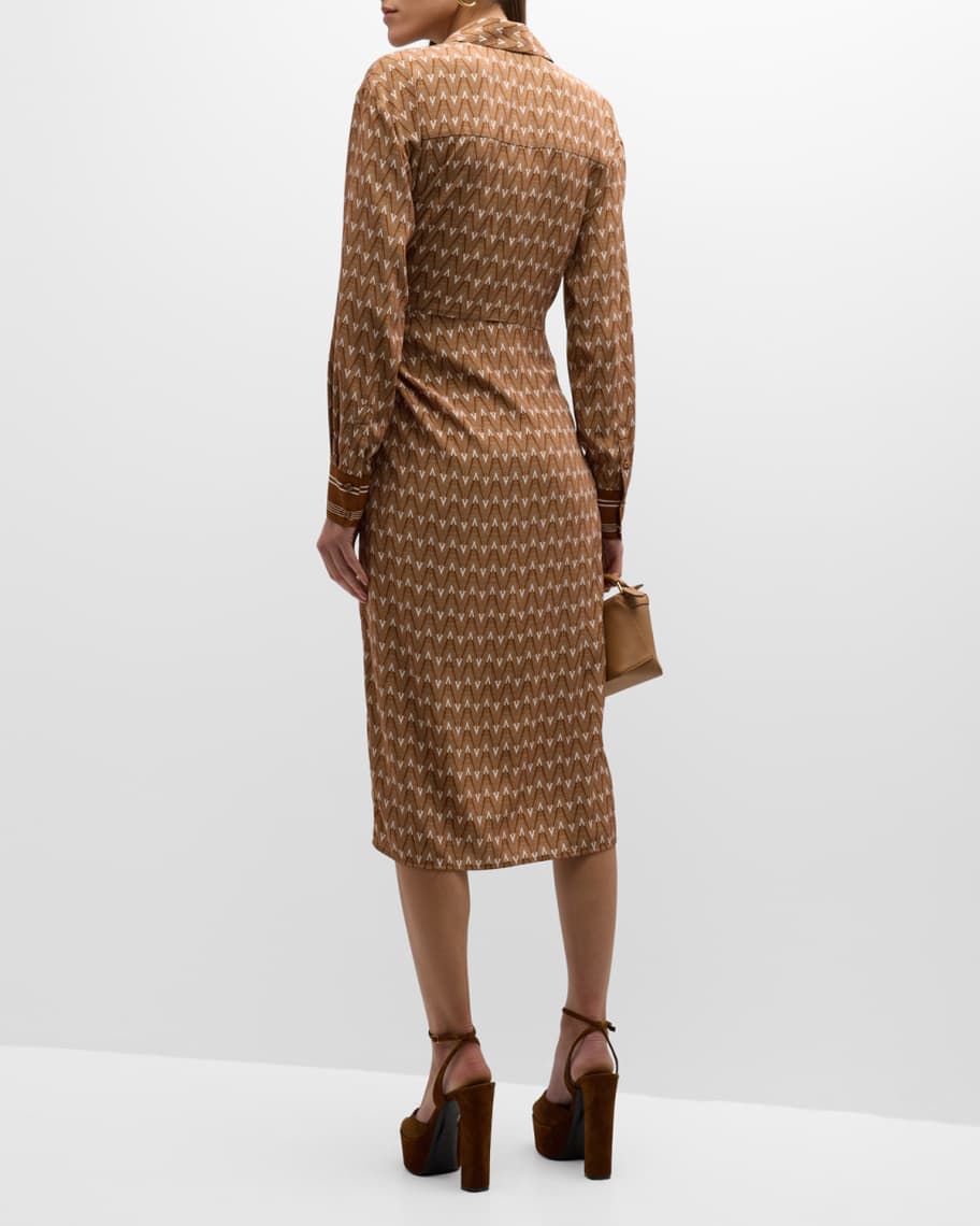 Image 3 of 6: Wright Printed Silk Midi Wrap Dress
