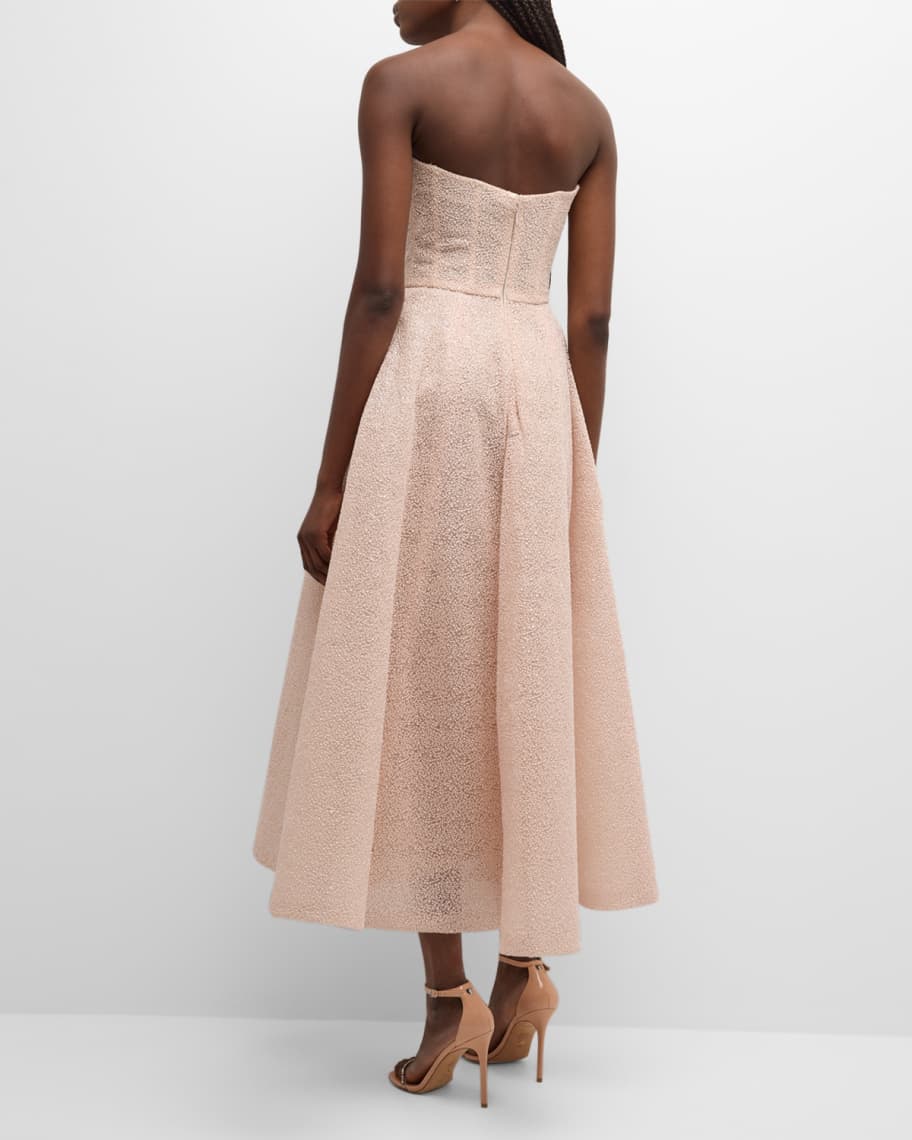 Image 3 of 6: Embroidered Sweetheart Strapless Corset Midi Dress