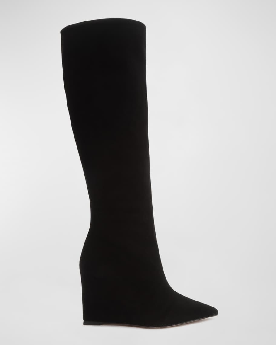 Schutz Asya Suede Wedge Knee Boots | Neiman Marcus
