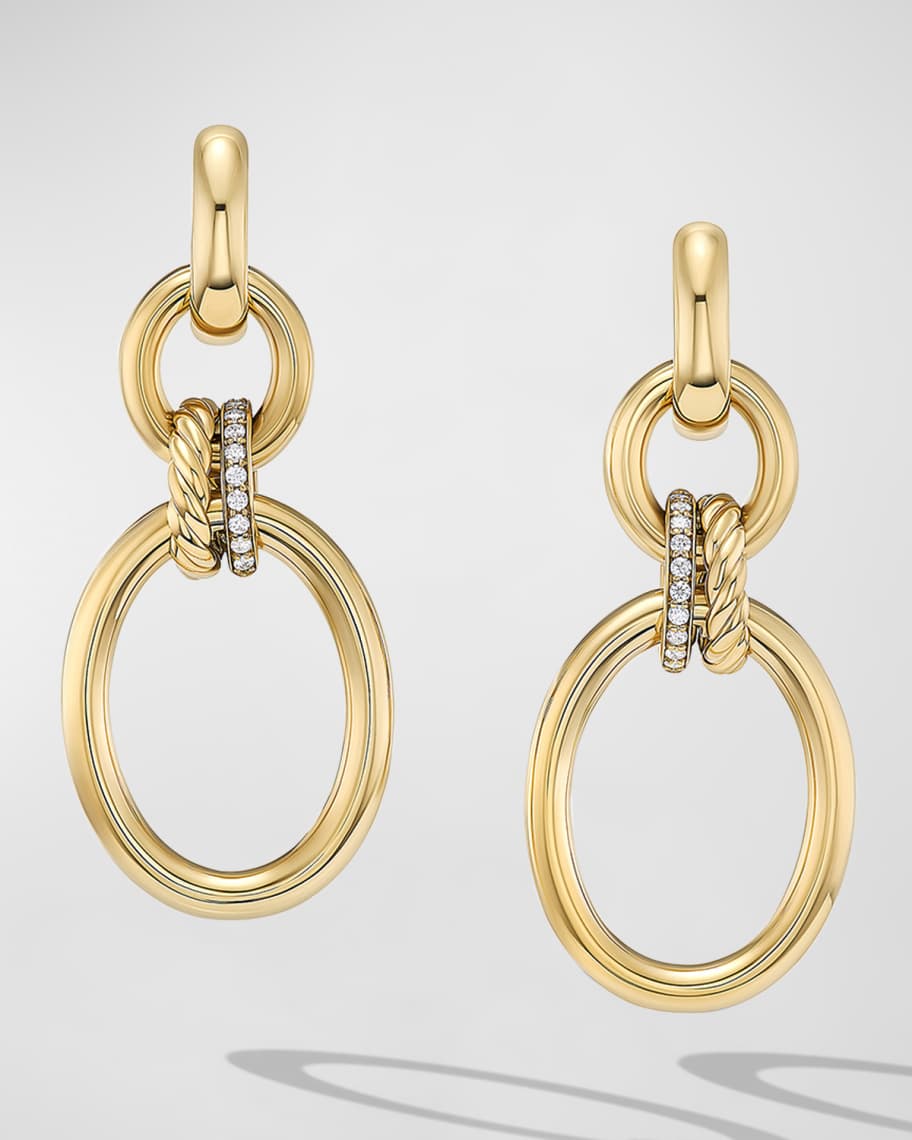 David Yurman Mercer Earrings with Diamonds in 18K Gold, 50mm Neiman