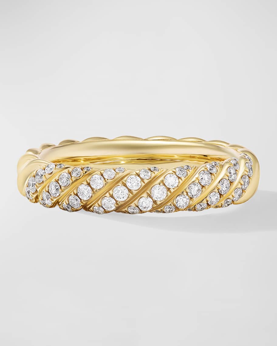 David Yurman Sculpted Cable Band Ring with Diamonds in 18K Gold, 4.5mm ...