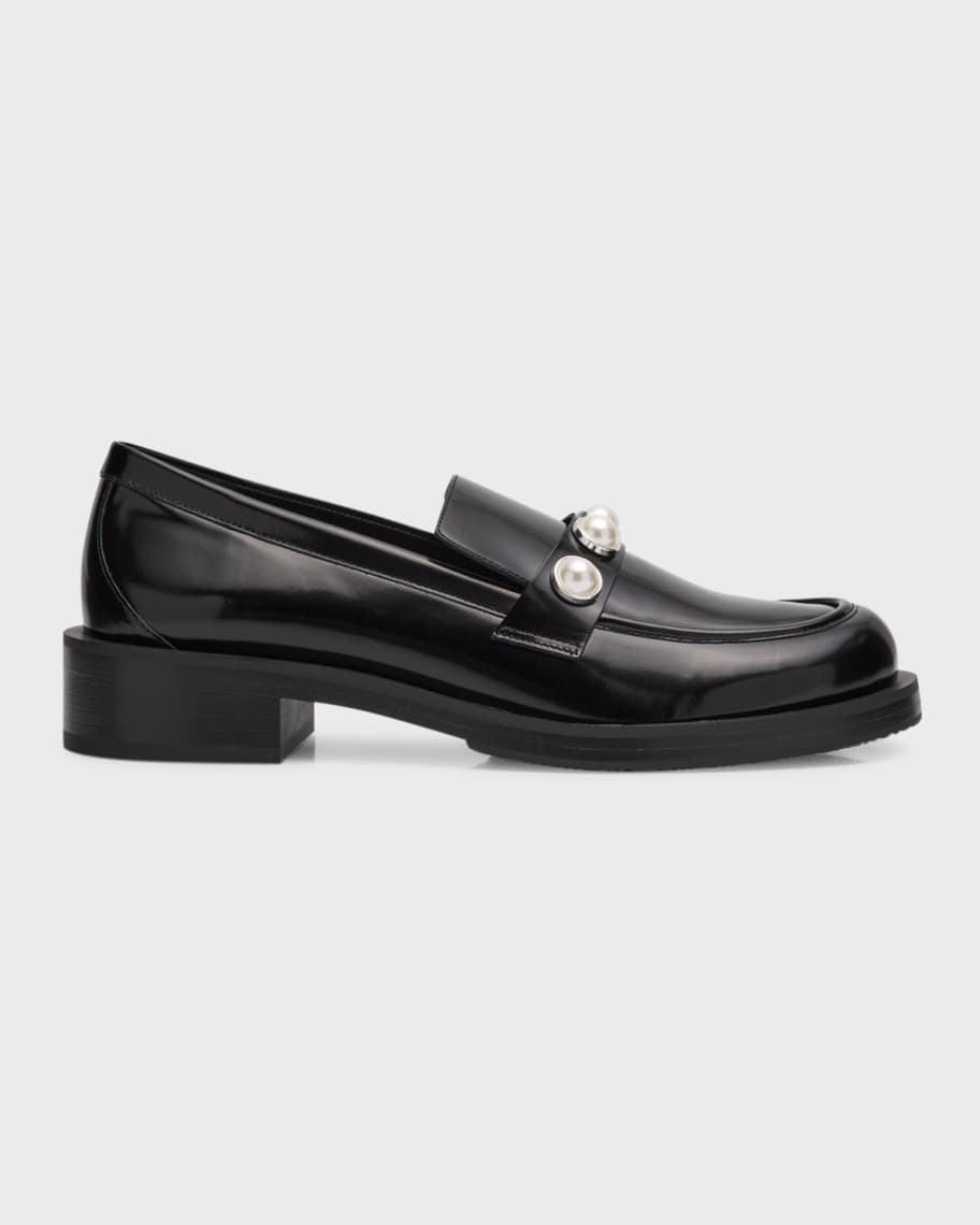 Stuart Weitzman Black Calfskin Slip-On Loafers main image 1