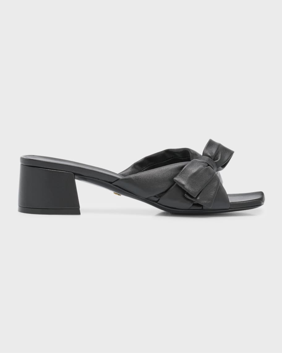 Image 1 of 6: Sofia Lambskin Bow Mule Sandals