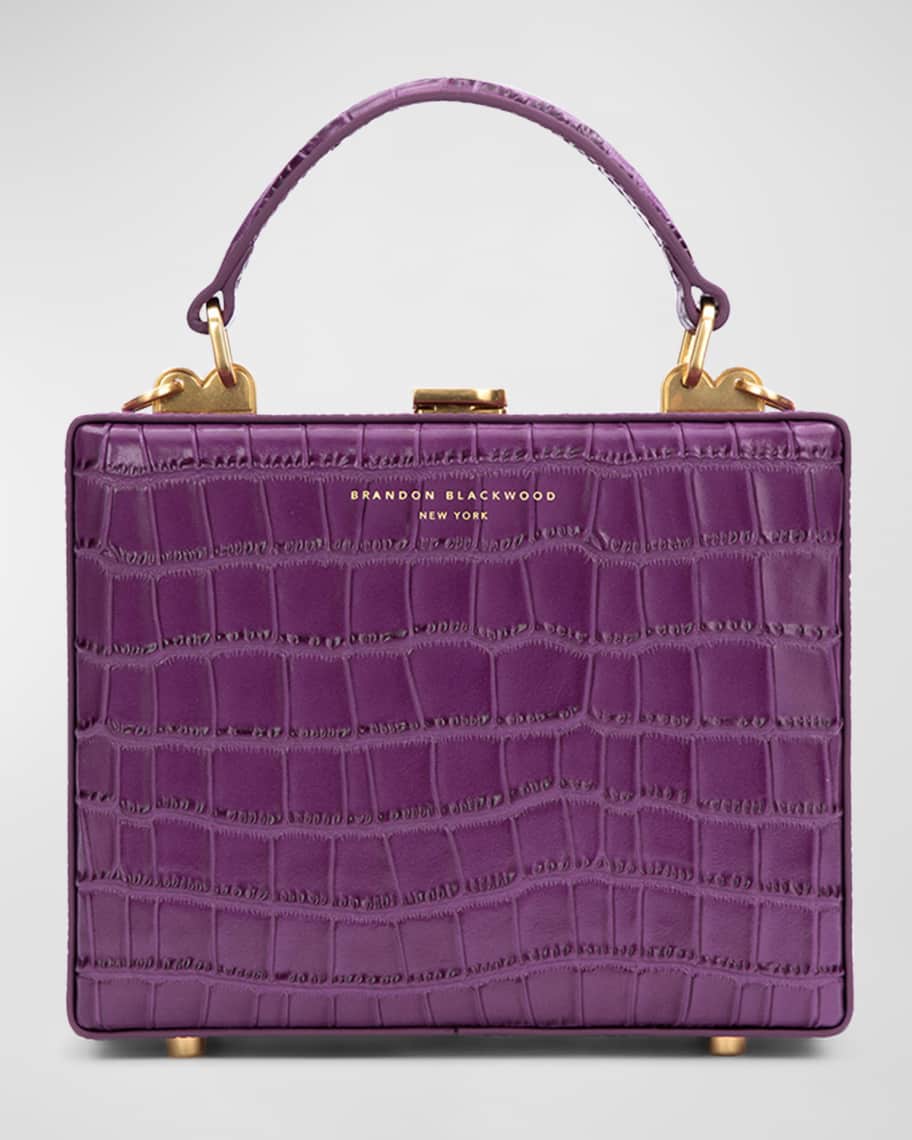 Brandon Blackwood Kendrick CrocEmbossed Trunk TopHandle Bag Neiman