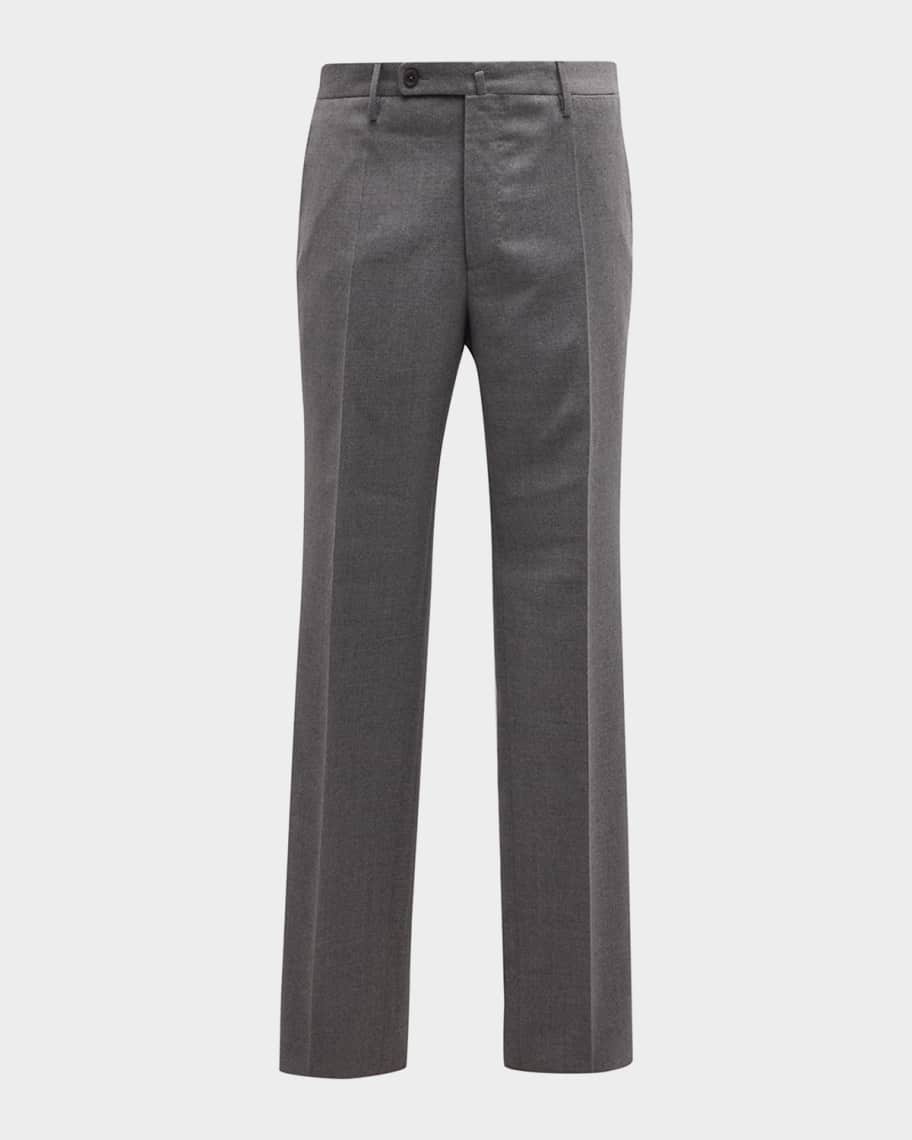 【PT01】 GREY Super100'S WOOL SLACKS PANT PT01 Super 100s Dark Gray Straight Flat Front Wool Dress