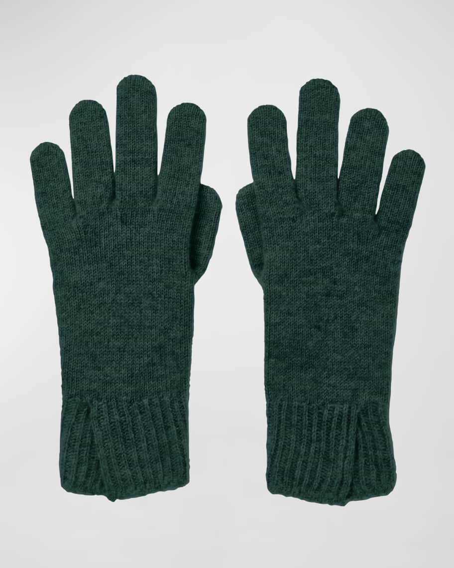 Image 1 of 1: Green Split Cuff Cashmere Gloves
