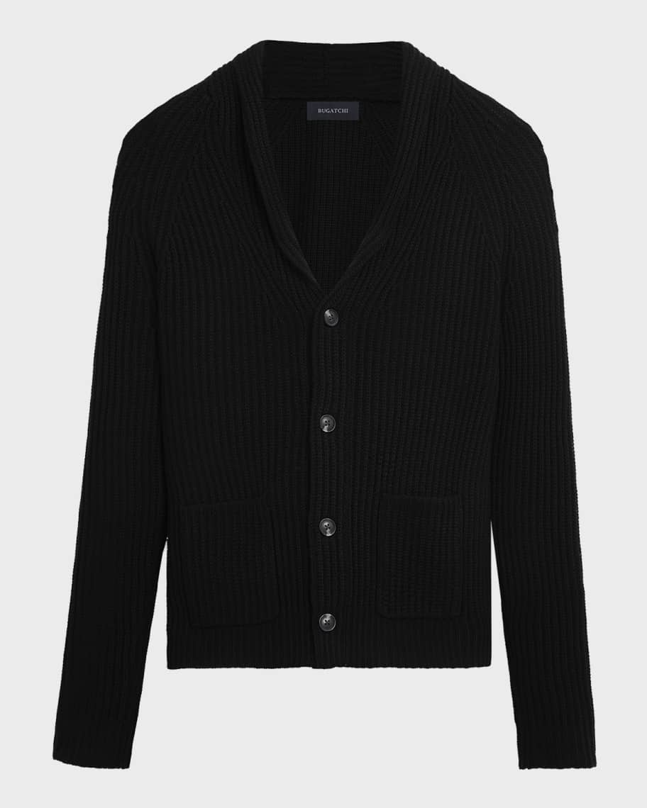 Bugatchi Men's Ribbed Shawl Cardigan Sweater | Neiman Marcus