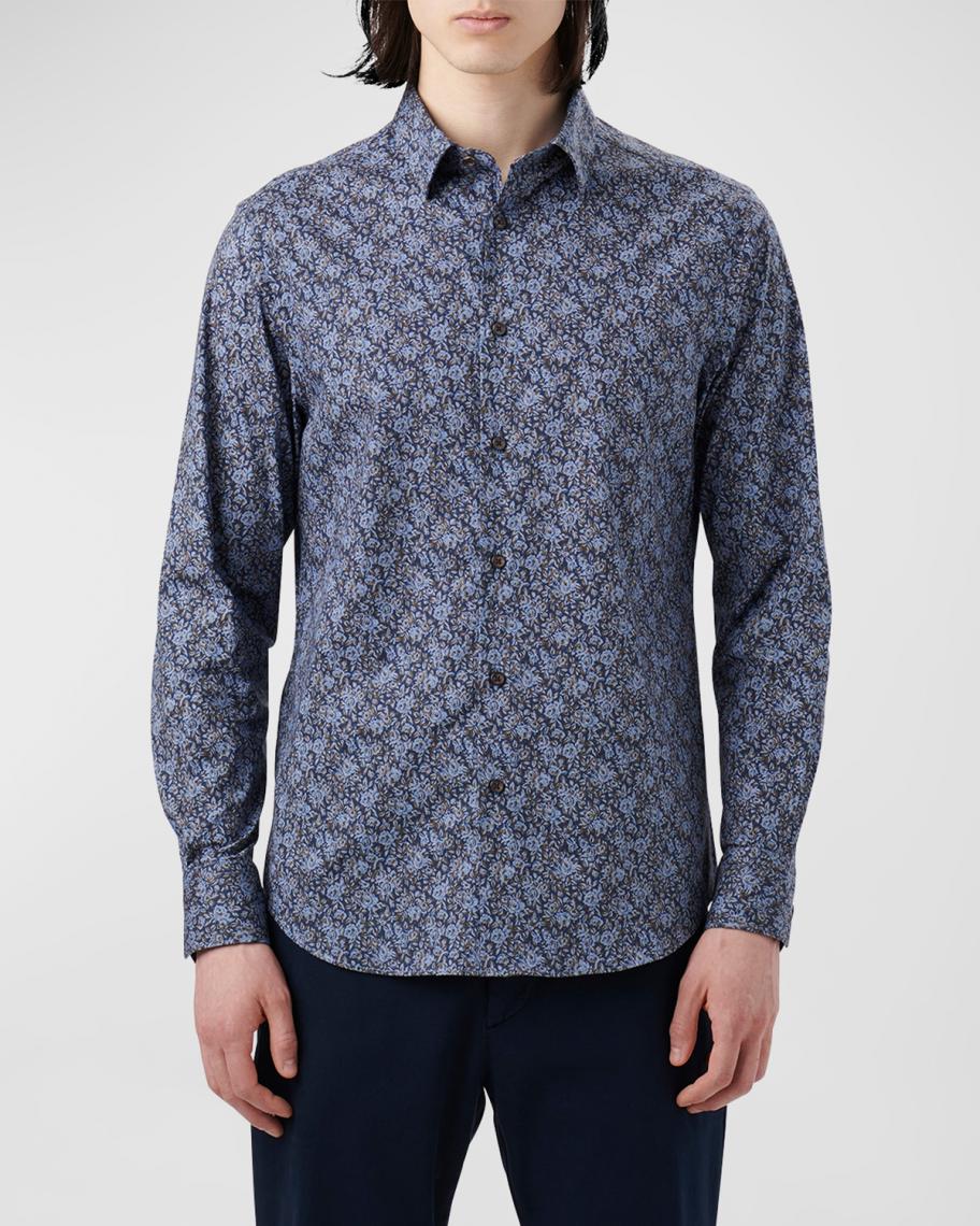 BUGATCHI Men's Shaped Fashion Shirt - 100% Cotton, Small Point Collar, Long Sleeve, No Pocket - View #2