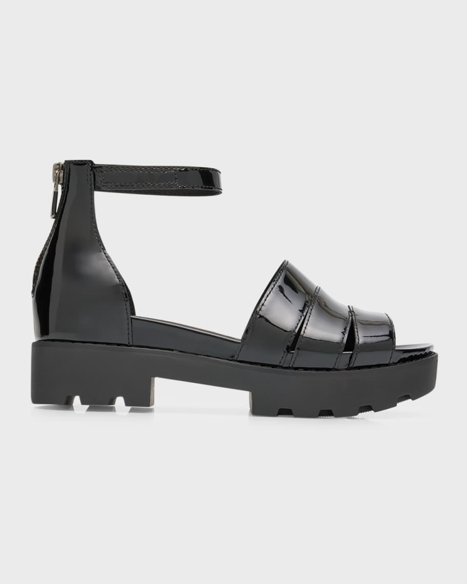 Eileen Fisher Patent Leather Ankle Strap Sandals Neiman Marcus