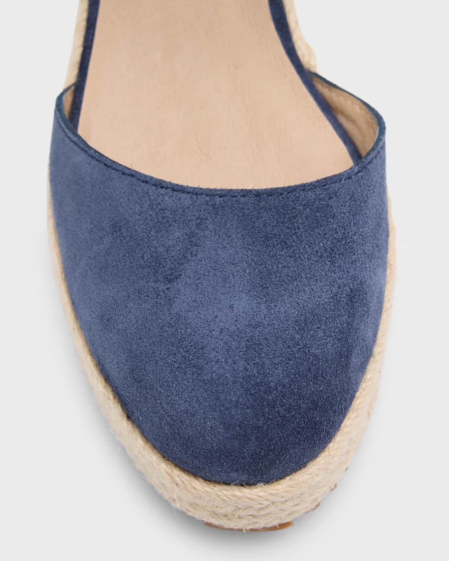 Image 3 of 5: Suede Ankle-Strap Wedge Espadrilles