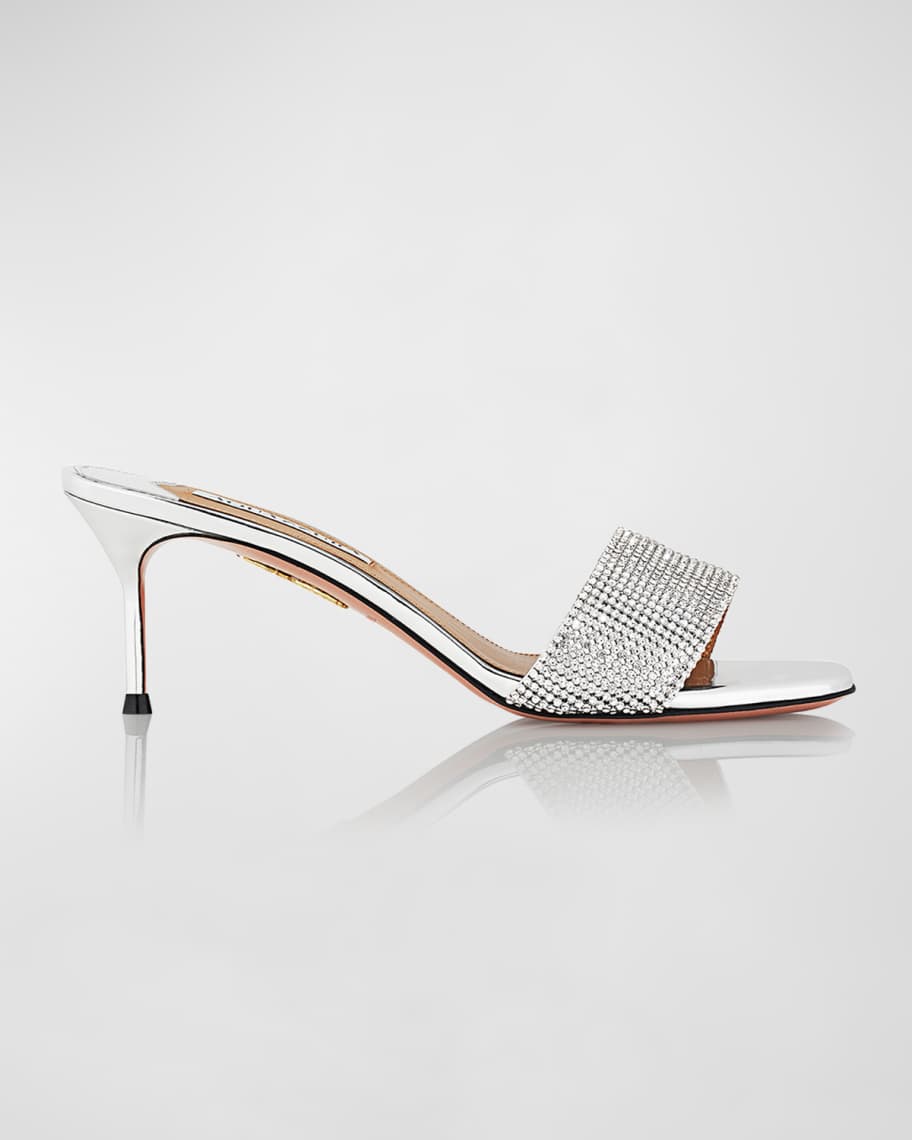 Image 1 of 5: Crystal Metallic Mule Sandals