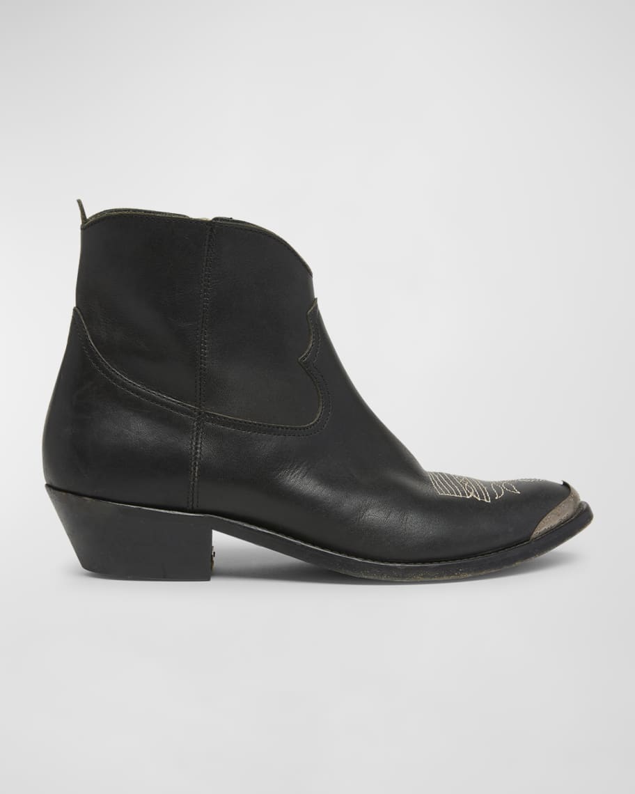 Golden Goose Young Leather Zip Cowboy Ankle Boots | Neiman Marcus