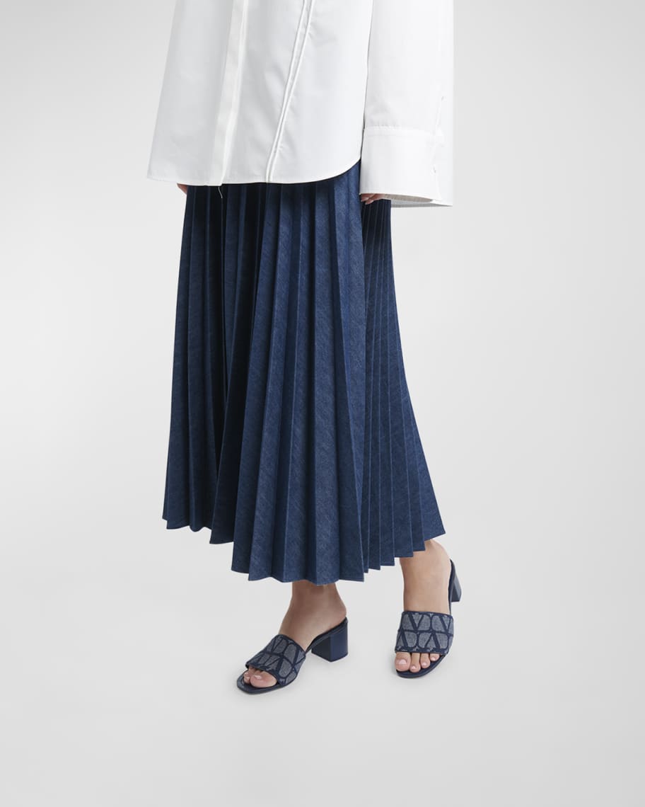 Image 2 of 6: VLogo Denim Block-Heel Mule Sandals