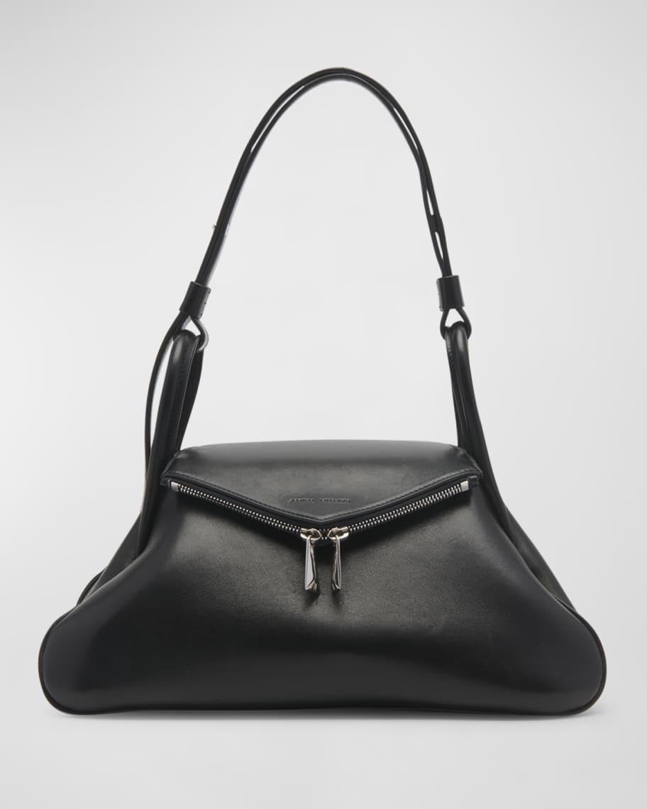 Amina Muaddi Gemini Zip Napa Leather Shoulder Bag | Neiman Marcus