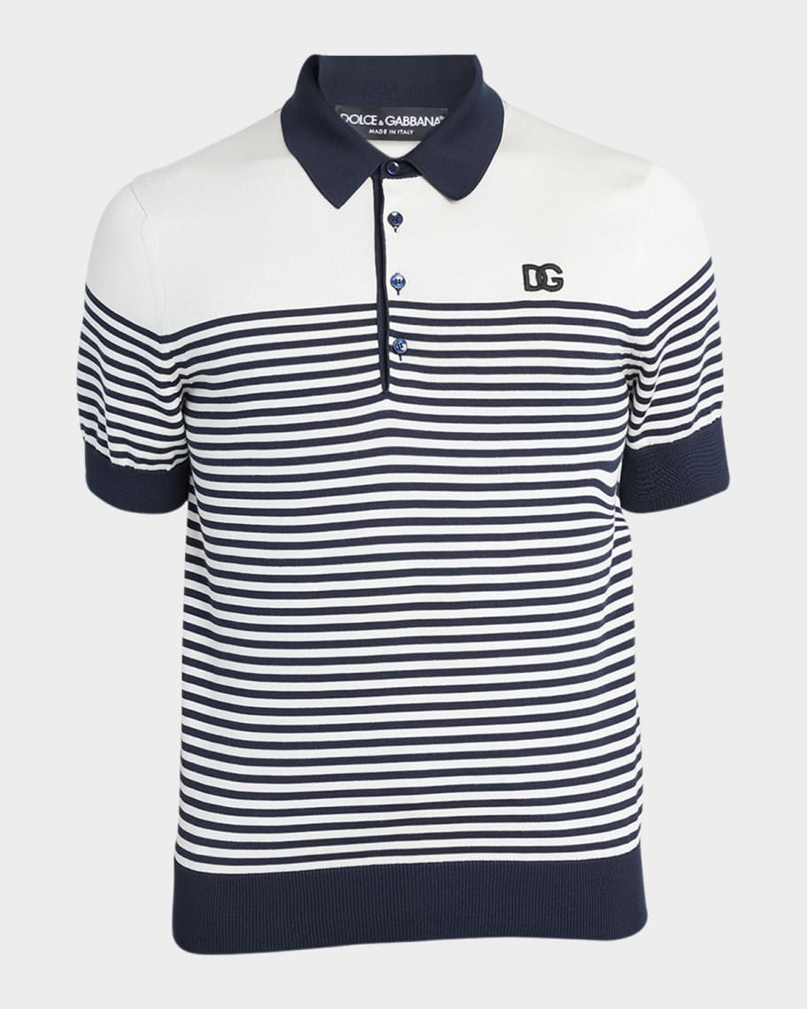 Men's Striped Silk Polo Shirt