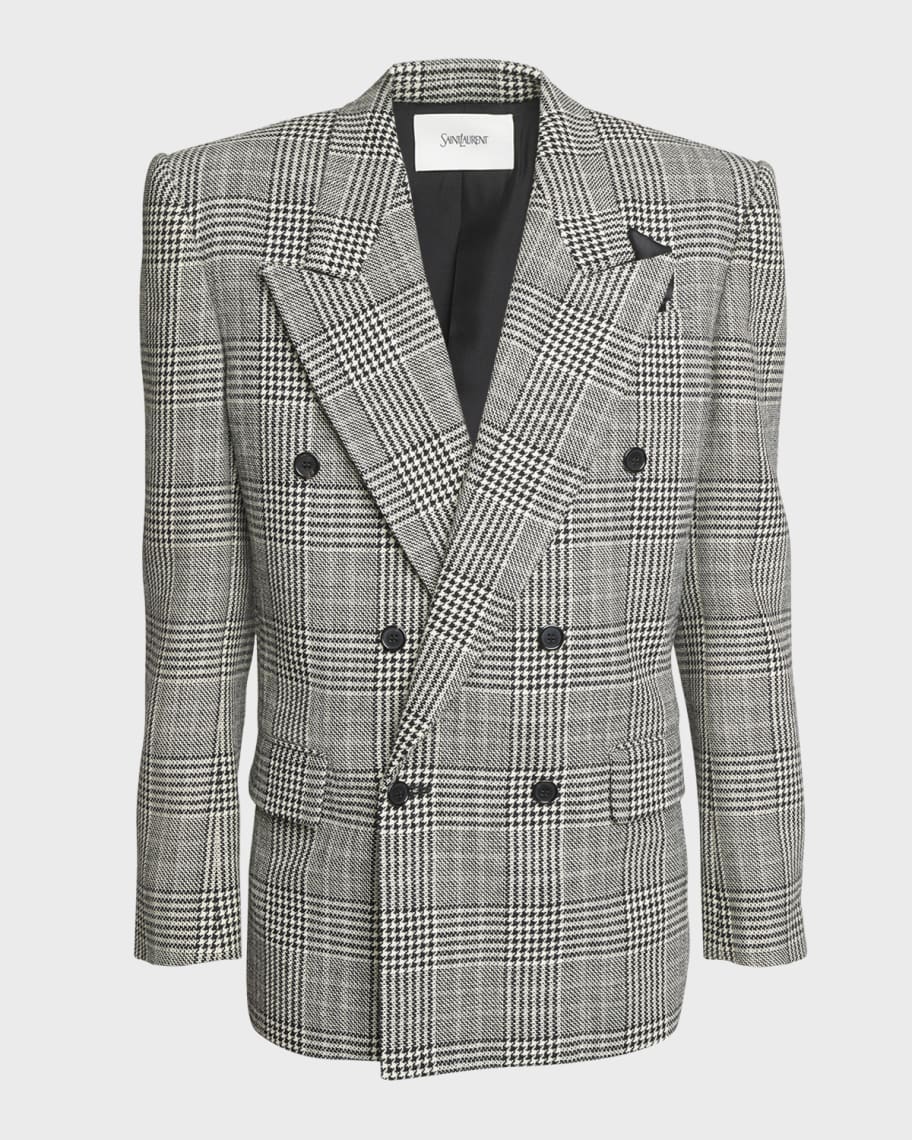 Saint Laurent Prince Of Wales Oversized Blazer Jacket