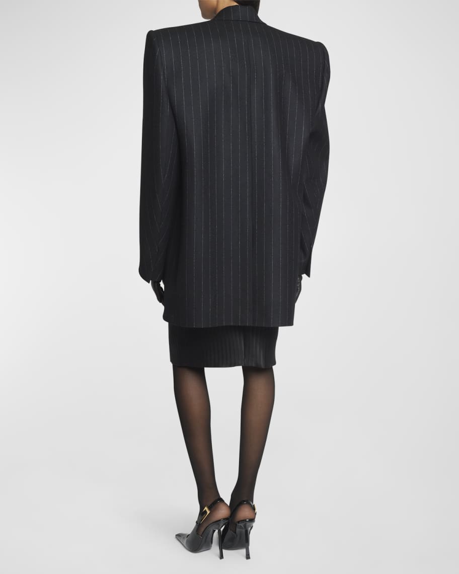 Image 3 of 6: Oversized Pinstripe Blazer Jacket