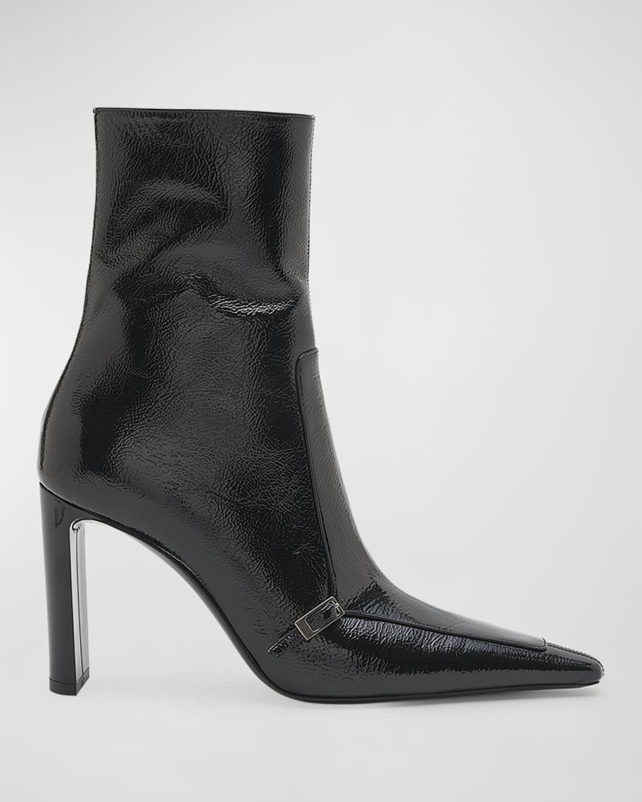 Saint Laurent Faubourg Leather Buckle Ankle Boots | Neiman Marcus