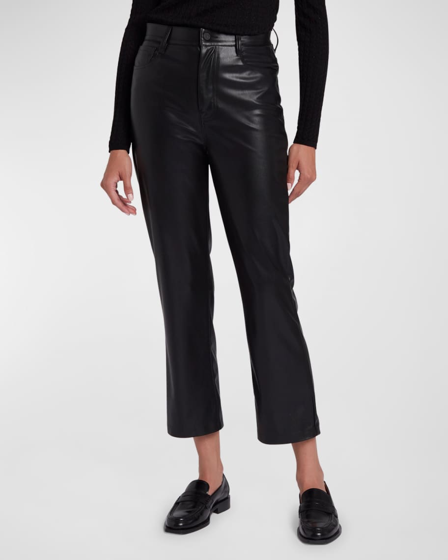 7 for all mankind Logan Faux-Leather Cropped Stovepipe Jeans | Neiman ...
