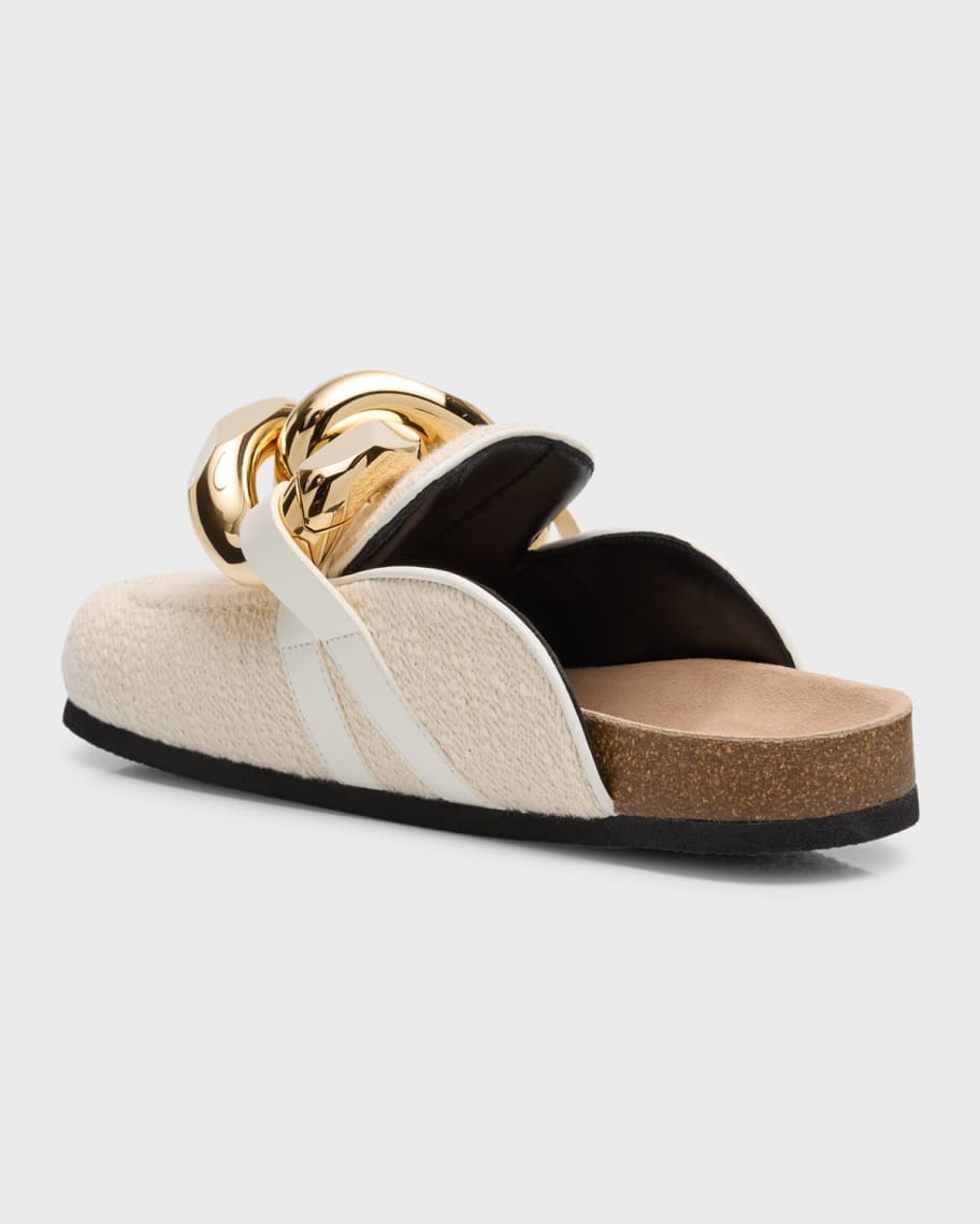 Image 3 of 6: Chunky Chain Cotton Loafer Mules