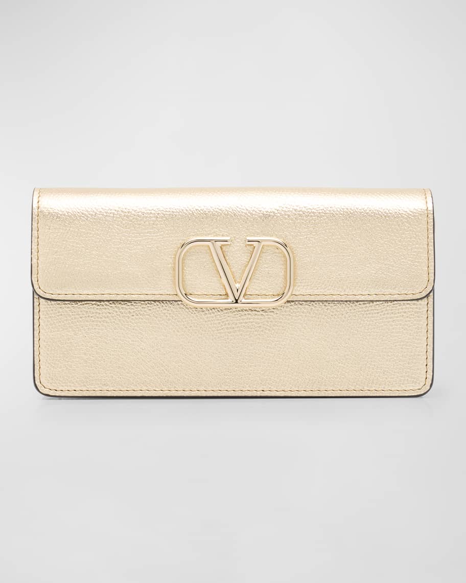 【VALENTINO】VSLING WALLET WITH CHAIN Valentino Garavani VLOGO Flap Leather Wallet on Chain