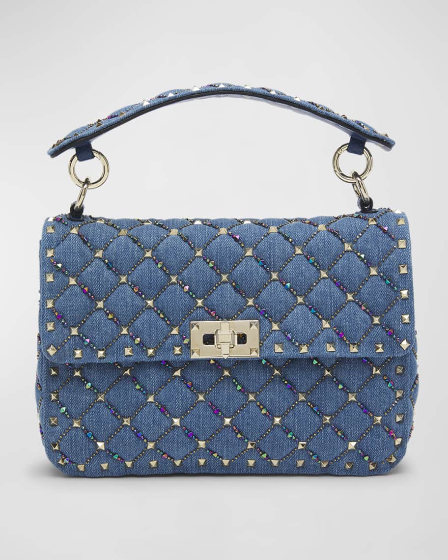 Valentino Garavani Medium Rockstud Spike Denim Shoulder Bag Neiman Marcus