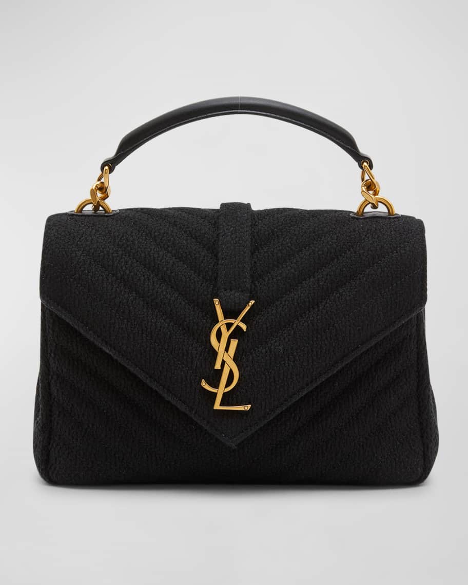 College Medium Flap YSL Shoulder Bag in Quilted Tweed