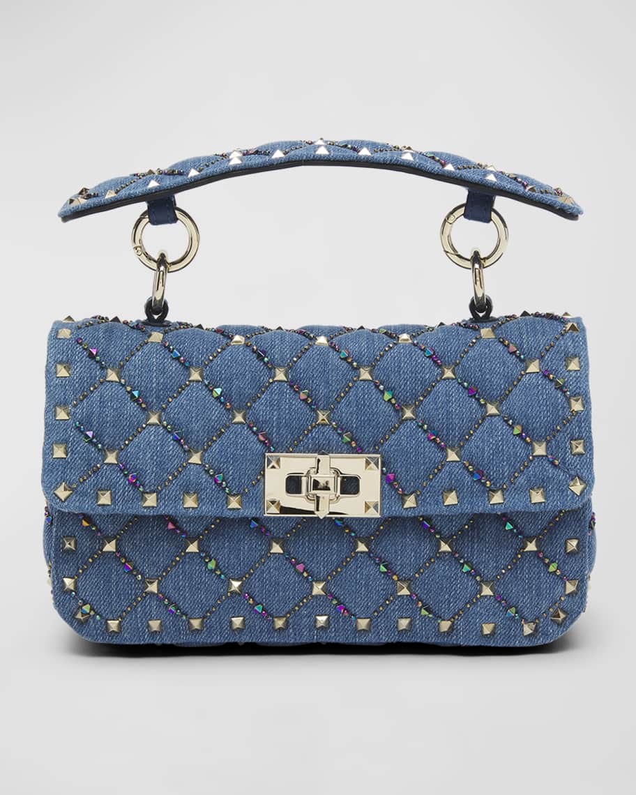Valentino Garavani Small Rockstud Jewel Denim Shoulder Bag