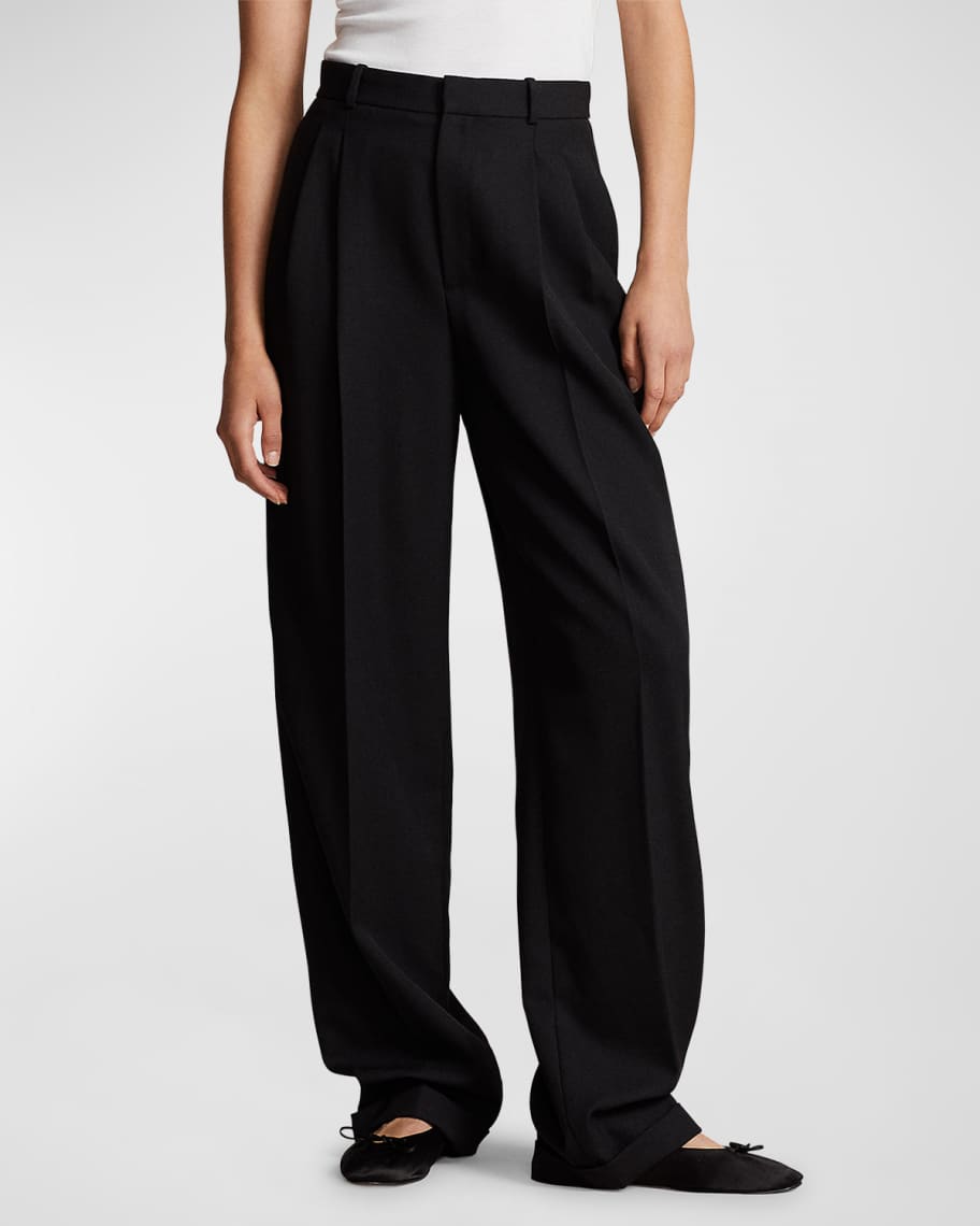 Polo Ralph Lauren Relaxed-Fit Pleated-Front Wool Pants | Neiman Marcus